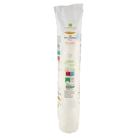 50 Bicchierini 80 cc Compostabili Green Oasis